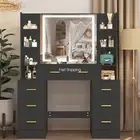Make up Vanity Desk with LED Light Large Vanity Table Bedroom Dressing Table