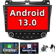Binize Android 13 Car Stereo Radio Wireless Carplay&Android Auto 10 Inch Touchscreen Radio Compatible with Honda Accord 7th 2003 2004 2005 2006 2007 Support GPS Bluetooth/FM/DSP+Backup Camera