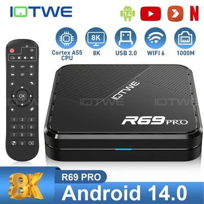 Upgraded 8K HD 2025 Smart TV Box WiFi Android 14.0 Media Player 128GB Quad Core
