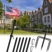 8 FT Stainless Steel Tangle Free Heavy Duty Flag Pole in Ground with 5 Pronge...
