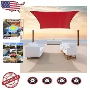 Breathable 8' x 14' Red Rectangle Sun Shade Sail - Ideal for Outdoor Relaxation