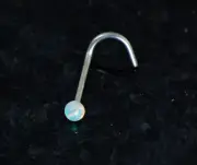 1 Pc Surgical Stainless 2mm White Color Fire Opal Ball Nose Screw Ring 20g