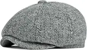 [Generic] Men's Beret Hat Autumn and Winter Octagonal Cap Middle-Aged and Elderly Cotton Cap Duck Tongue Cap British Retro Tweed Warm Ear Protection Beret Male