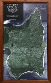 Indigenous campsite map of Redcliffe c. 1824 framed