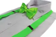 Mens Fluro Green 100Cm Suspenders & Matching Bow Tie Set