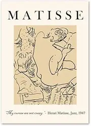 Beige Matisse Posters Abstract Woman Line Wall Art Matisse Prints Matisse Canvas Painting for Home Art Picture Matisse Decor 50x70cmx1 No Frame