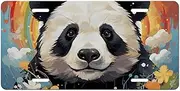 Car License Plate Frame Car Licence Plate Covers Personalized Tag Rainbow Cartoon Panda Aluminum Novelty License Plate License Plate Holder Automotive Exterior Accessories