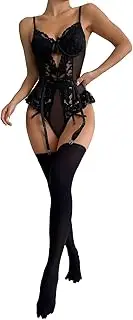 [JINZIJINYU] One Piece Lingerie For Women Body Shaping Floral Lace Backless See Through Sexy Pajamas Bodysuit Tights