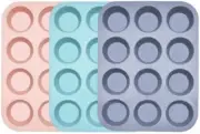 3PCS Pastel Large Muffin Tray 12 Cup Silicone Muffin Pan, Non-Stick Muffin Cupca