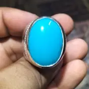 25 Carats Plus Natural Turquoise Ring Big Hussaini Feroza Ring One Color Feroza