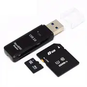 USB 2.0 SD Card Reader 5Gbps Transmission Speed for TV, Laptop, Computer, Camera - Black
