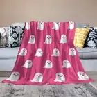 Double-sided Blanket Fade-resistant Cozy Halloween Ghost Flannel for Sofa Bed