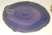 Authentic Brazilian Gold Rimmed PURPLE AGATE Drink Coasters set 4 NICE Crystal