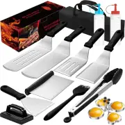 Griddle Accessories Kit, Grill BBQ Spatula Set, Scraper, Tongs, Outdoor Cooking
