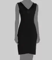 $710 Hugo Boss Women's Black Sleeveless V-Neck Satin-Trim Dexys Sheath Dress 8