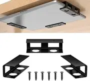 Under Desk Laptop Holder | Non-Slip Ergonomic Laptop Mount,Stylish Black Laptop Organizer, Reusable Desk Side Mount for Modems