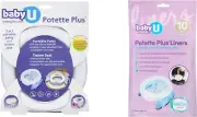 Potette plus 2-In-1 Portable Potty + Potette plus Liner, 10 Count, White