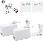 [psaakon] Self Ear Piercing Kits – 2 Pack Self Ear Piercing Gun, Disposable Ear Pearcings Kit with 4mm Silver Black Gold CZ Zirconia Pearl Earring Studs,Safety Ear Piercing Gun Kit Tool