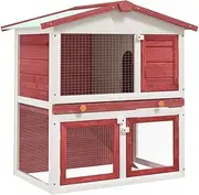 Generic Outdoor Rabbit Hutch 3 Doors Red Wood