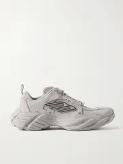 [Balenciaga] Balenciaga - Monday Rubber-trimmed Leather Sneakers - Gray - IT37 IT 37 Gray