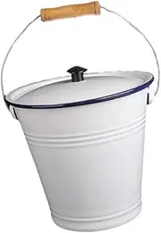 Generic Enamel Water Bucket, Metal Pail with Lid, Enamel Pail Container with Handle, Rice Container, Ice Bucket