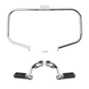 Chrome Engine Guard Crash Bar Highway Footpegs Fit For Harley Softail 2000-2017