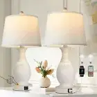 Table Lamps Set of 2 Bedside Touch Lamp with USB C+A Charging Ports Side Tabl...