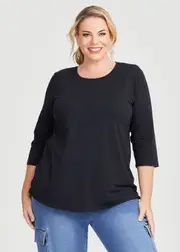[Virtuelle] Taking Shape Good Earth Australian Cotton 3 / 4 T-shirt Size 16 in Black - Plus Size Women's Basics Black