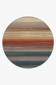 245' Round | Machine Washable Runner Rug | Kid & Pet Friendly | Indoor Rug | Linear Striped Multicolour Rug | Ruggable