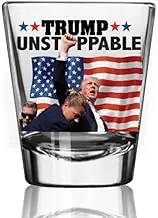 Trump 2024 Collectible 2oz Shot Glass - Made in America & Dishwasher Safe! Survived Assassination Attempt Rally Fist Pump Fight Patriotic Gift Merchandise