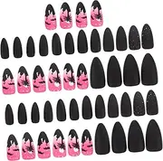 Healvian 48pcs False Nails Halloween Fake Nails Silver Press on Nails Nude Nail Polish Kiss Nails French Nails Toe Nail Stickers Clear Nails Women Artificial Nails Touch Plastic Colorful