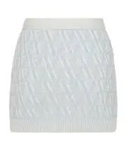 Fendi FF Logo Intarsia Knit Mini Skirt IT40,IT42,IT38 light blue