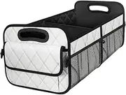 STARTIST Car Trunk Storage Box Car Trunk Organizer SUV Carrier Box Trunk Arrangement Box Oxford Cloth Vehicle Boot Organiser, White