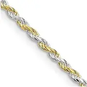 [JewelryWeb] 925 Sterling Silver and Gold Plated 1.85mm Sparkle Cut Rope Chain Necklace Chain-Necklace for Women and Men