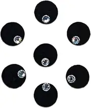 Comet Busters Round Black Velvet Bindi with Silver Stone Face Jewels Indian Bindi for Women