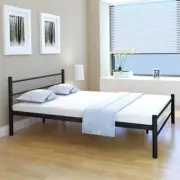 vidaXL Bed Frame Black Metal Double Size