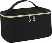 [harayaa] Makeup Bag Carrying Case, Portable Double Zippers Anti Scratch Cosmetic Bag Handbag for Cosmetic Full Size Bottles Toiletries