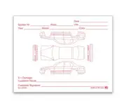 Red Alert Vehicle Damage Recording Form - 1 Part Carbonless Vehicle Checklist