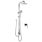 ACA WELS Round 8'' Ultrathin Rainfall Shower Head 5-MODE Handheld Set Adjustable Height Gooseneck Arm Wall Rail Diverter Mixer Tap Chrome