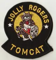 JOLLY ROGERS TOMCAT COLLECTORS VINTAGE ITEM sew on EMBROIDERD BADGE Size