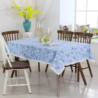 在飛比找蝦皮購物優惠-帆布桌布 KB012 粉色新裝飾白色花朵與藍色背景