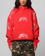 [LOITER] Loiter Metal Rhinestone Hoodie Red - Size XL XL Red