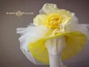 Yellow Kentucky Derby Hat Big Silk Rose Hat Royal Ascot Hat Wedding Bridal Hat