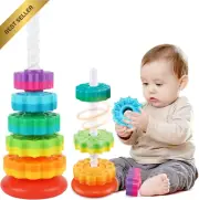 Baby Spinning Stacking Toys 1-3, Rainbow Ring Stacker Montessori Sensory