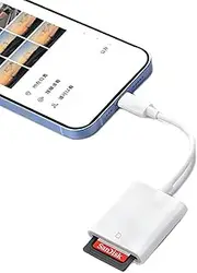 Zvorgath SD Card Reader for iPhone 14/14 pro/Max/Plus/13/13 pro/12/12 Pro/11/11 Pro/X/8/iPad, Plug and Play Memory Card Reader Adapter for Lightning
