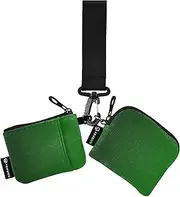 [Caihoyu] Green Deep Gradient Women's Coin Pouches Card Holder Slim Portable Key Chain Wallet Change Purse with Zipper Pocket for Work Travel 2 Packs, Multicolor, 4.13"(L) x 3.5"(W), Travel Accessory