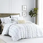Cotton Duvet Cover King - 100% Cotton Boho King Duvet Cover Set for All Season,3 Piece Modern Duvet Cover King Size with Zipper Closure & 8 Ties