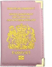 [Aestustheri] British Passport Holder - UK Passport Wallet - PU Leather Passport Cover - Travel Passport Holder for Men and Women - Passport Cover UK (Pink), Pink, 18x12x1cm, Classic