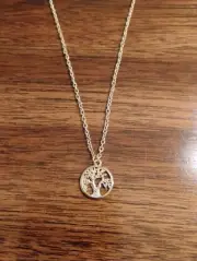 Gold Color Plated Tree Of Life Necklace Gold Chain