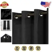 Black Sheer Curtains 96"L - Crossweave Linen Blend for Elegant Privacy